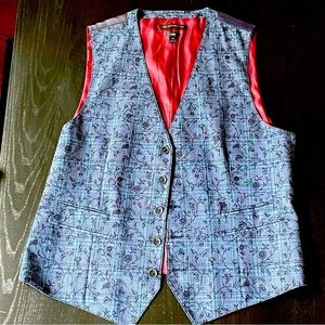 Varvatos Vest Blue Paisley Size 40 Very Hip Versatile